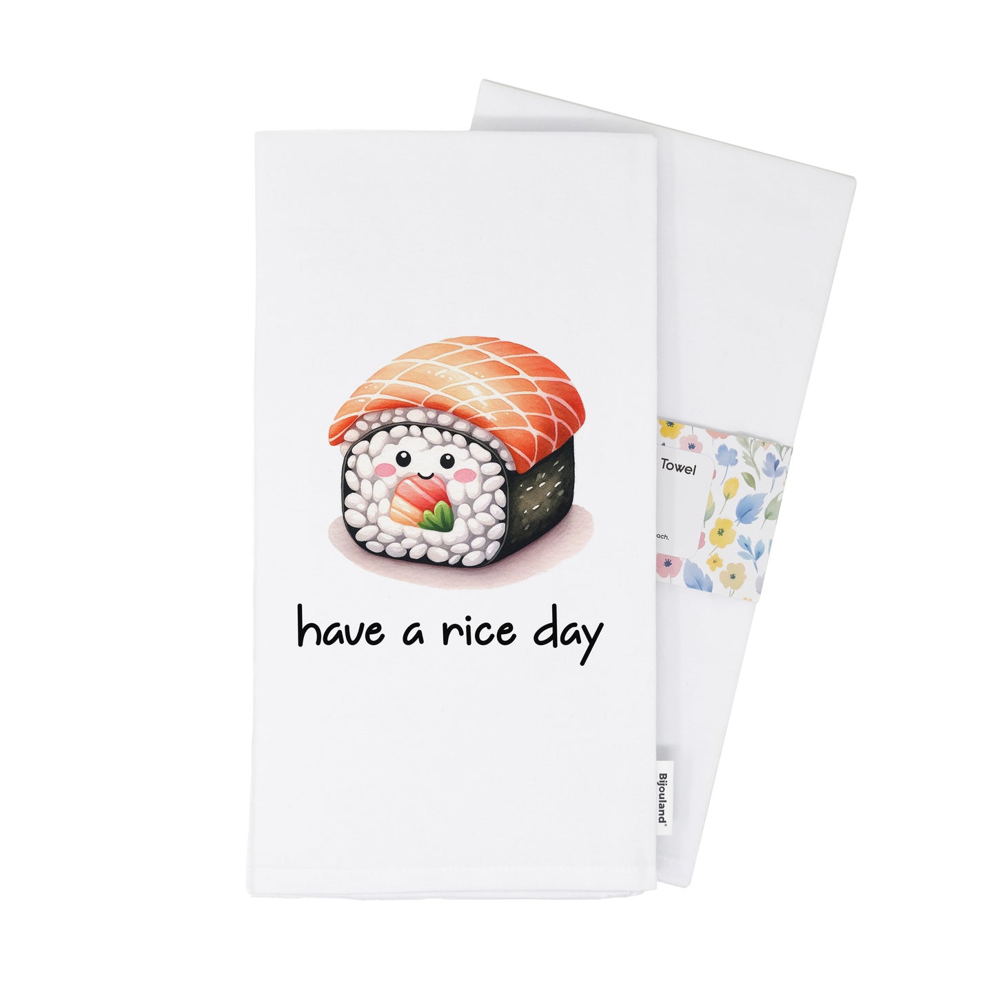 Cute Sushi Roll Towel - Have a Rice Day - Flour Sack Cotton Kitchen Towel