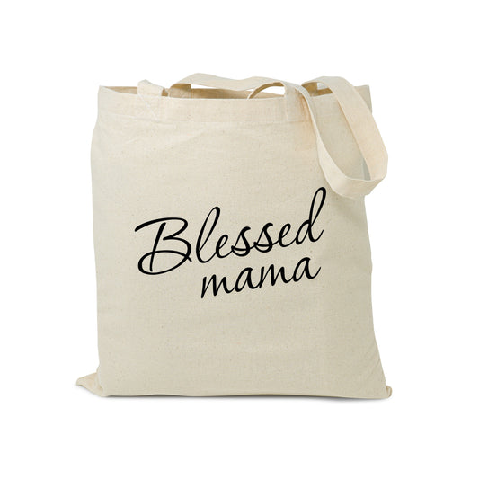 Reusable Grocery Bag Blessed mama Canvas Tote Bag - Natural Canvas Tote - Funny Tote Bag - Shopping bag for mom, BYOB bag, Mother’s Day Gift