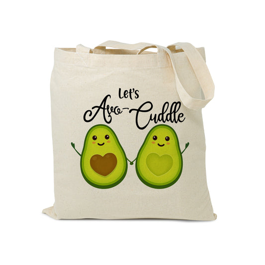 Reusable Grocery Bag Let's Avo Cuddle - Avocado Print Grocery Bag - Eco Friendly Cotton Tote bag Market Tote Bag, Food Pun, Funny Gift