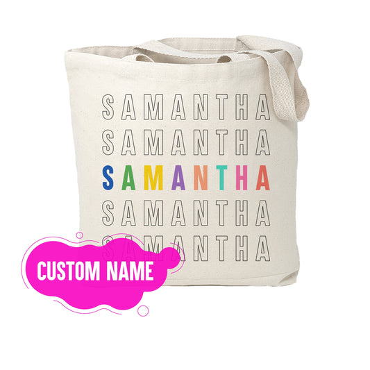 Personalized Tote Bag with Custom Name, Print Stylish Tote with Gusset Bottom and 2-Sided Print