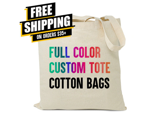 Custom Tote Bags in Bulk - Personalized with Logo, Text, or Photo Print - Durable Canvas Promotional Bags