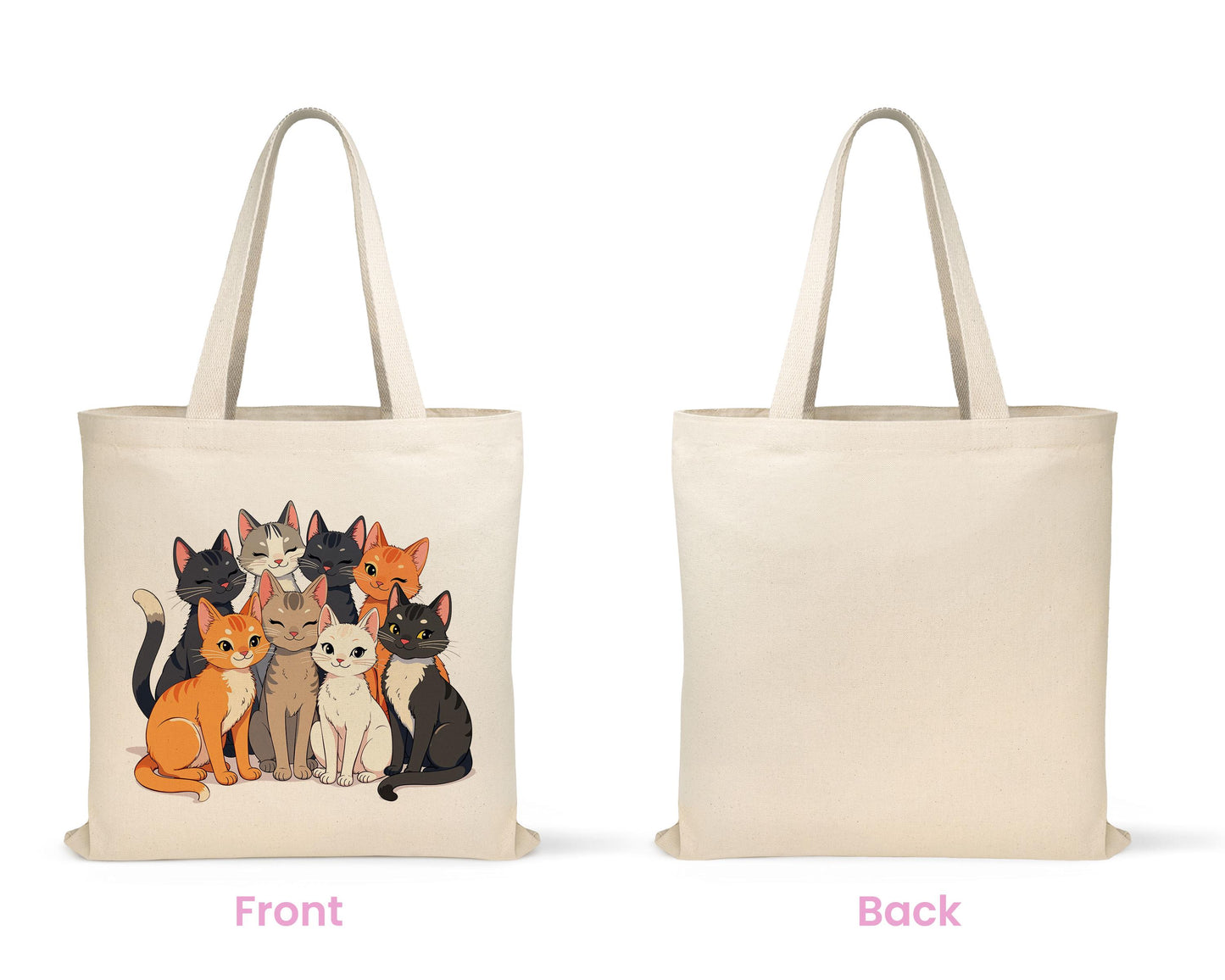 Cat Lover Tote Bag, Earth-Friendly Reusable Cotton Canvas Bag