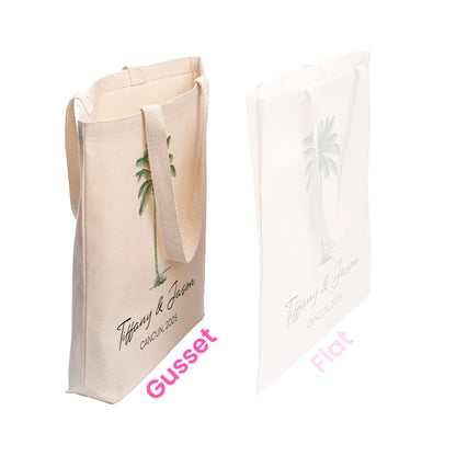 Personalized Palm Tree Canvas Tote Bag - Natural Color