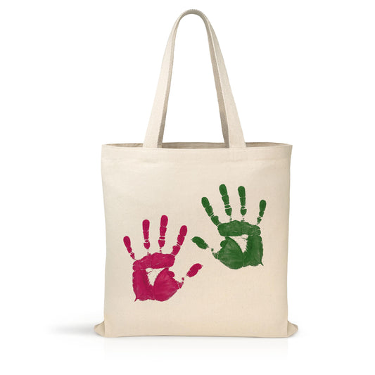 Kids Handprint Tote Bag - Keepsake Gift for Mom - Personalized Mother’s Day Handprint Gift for Moms Grandmothers, HandPrint Canvas Tote Bag