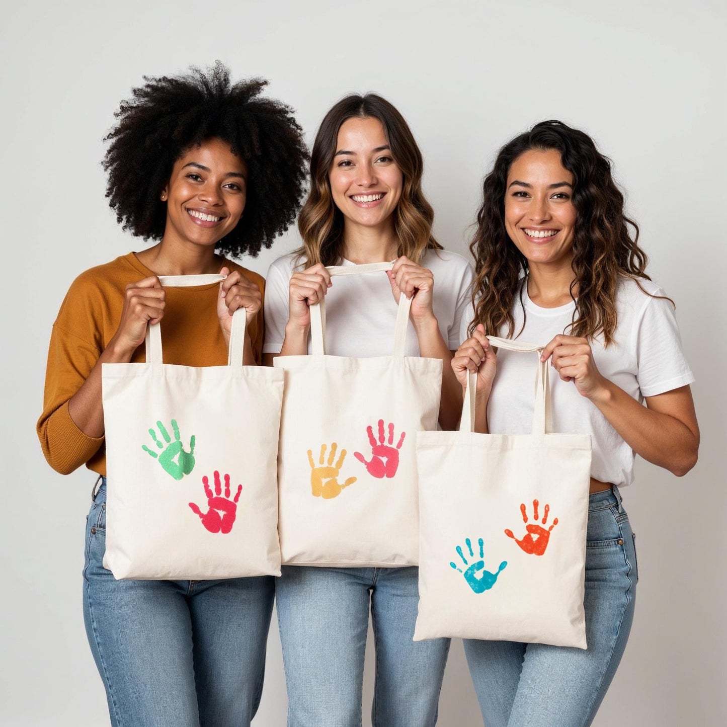 Kids Handprint Tote Bag - Keepsake Gift for Mom - Personalized Mother’s Day Handprint Gift for Moms Grandmothers, HandPrint Canvas Tote Bag