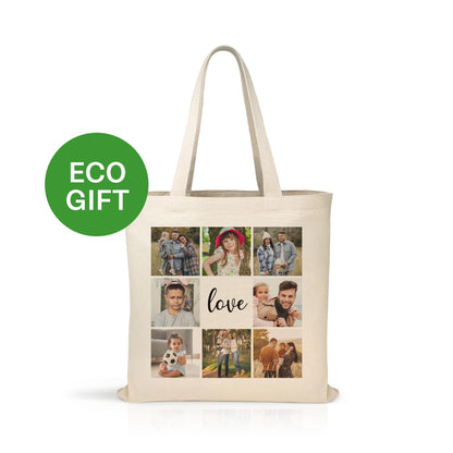 Personalized Photo Collage Tote Bag, Custom Gift for Family, Natural Color Eco-Friendly Tote bag