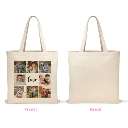 Personalized Photo Collage Tote Bag, Custom Gift for Family, Natural Color Eco-Friendly Tote bag