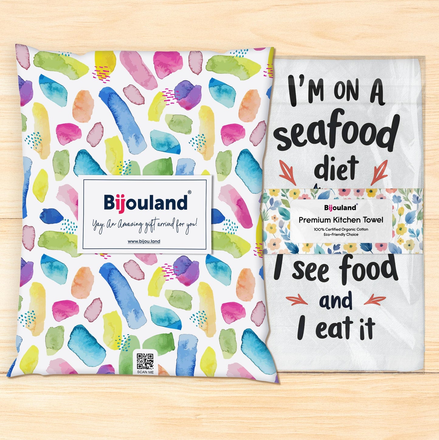 I'm On A Seafood Diet Kitchen Towel - Funny Fish Pun Gift for Seafood Lovers - Flour Sack Organic Cotton Tea Towel