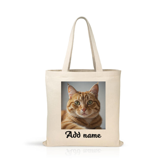 Custom Pet Photo & Name Tote Bag - Personalized Dog Cat Portrait - Eco-Friendly Canvas Bag - Dog Mom Cat Dad Gift