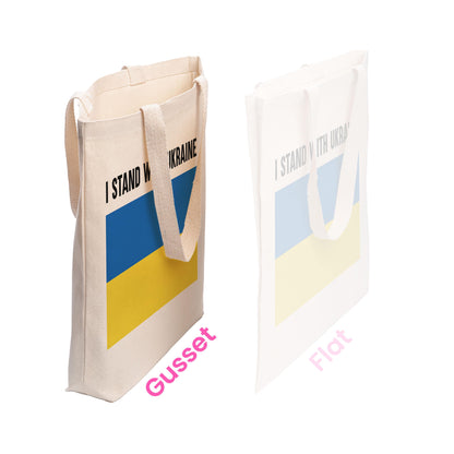 I Stand With Ukraine, Ukrainian Flag Cotton Canvas Tote Bag