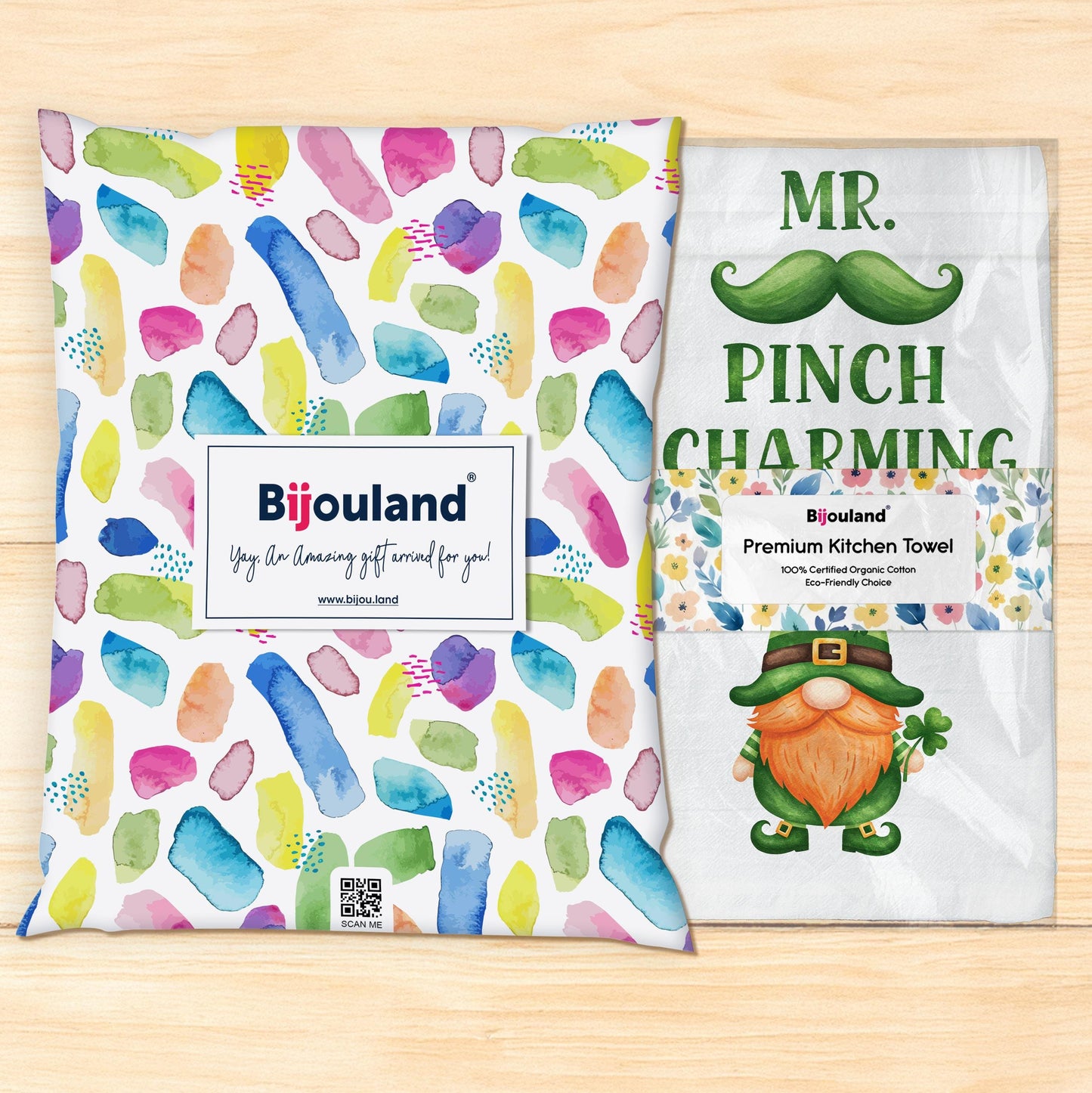 Mr. Pinch Charming Kitchen Towel - Funny St. Patrick’s Day Gnome Tea Towel, Irish Decor Gift - Flour Sack Organic Cotton Tea Towel