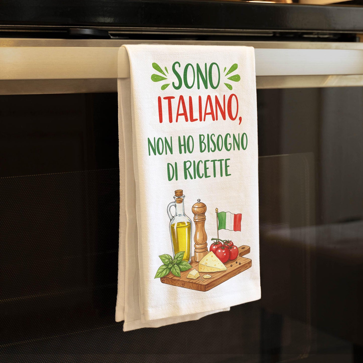 Funny Italian Kitchen Tea Towel - I Don't Need Recipes, I'm Italian Tea Towel, Chef Gift, Italy Decor - Flour Sack Organic Cotton